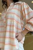 Hallie Stripe Cotton Smock Blouse A 